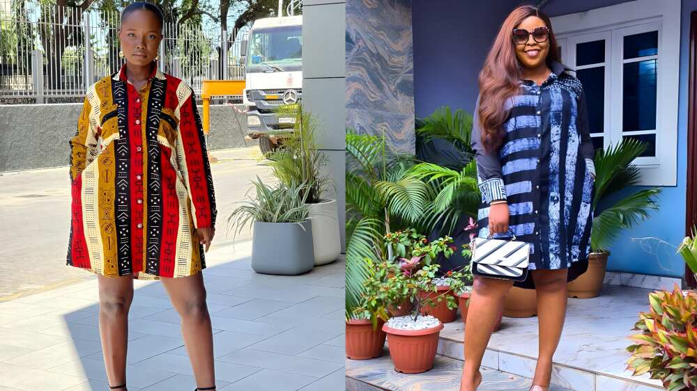 Ankara shirt dresses with stripes Ankara shirt dresses with stripes