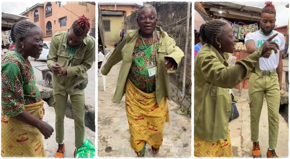 Photos of a Nigerian mother celebrating after her son went for NYSC.