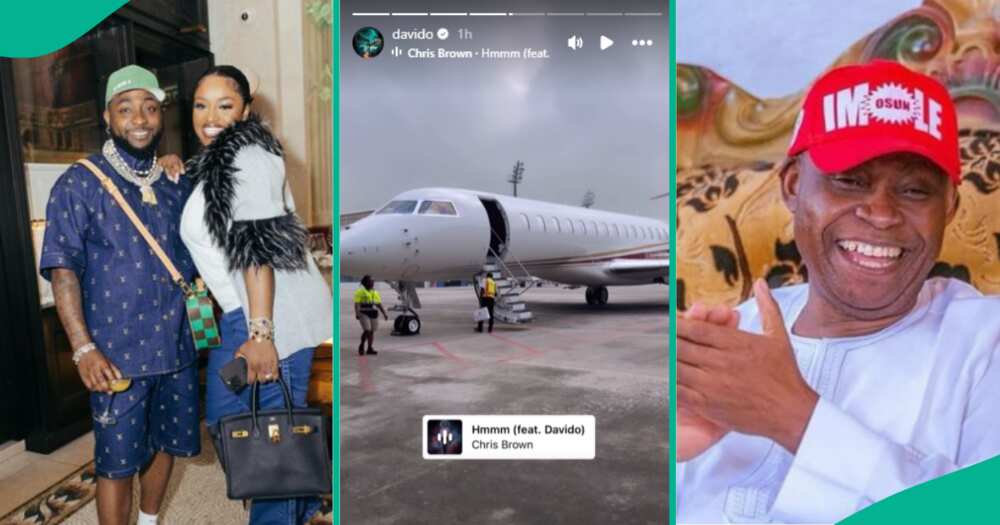  Davido's billionaire father Adedeji Adeleke lands in private jet in Lagos for son's wedding.