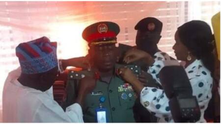 Like father, like son: Photo surfaces as Nigerian Ex-president decorates son promoted to Brigadier General