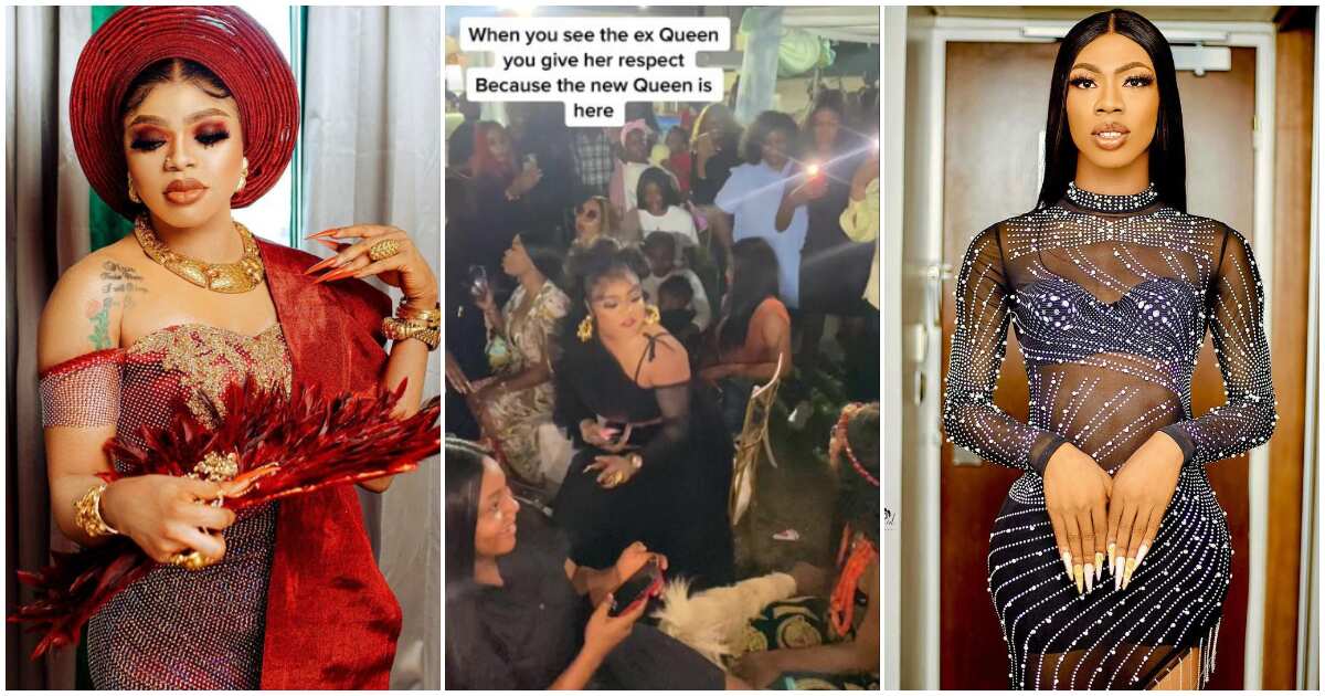 Watch surprising moment Bobrisky snubbed James Brown as crossdresser kneels to greet him at event