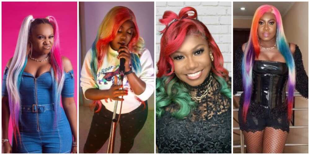 Photos of Niniola rocking different hair colours.