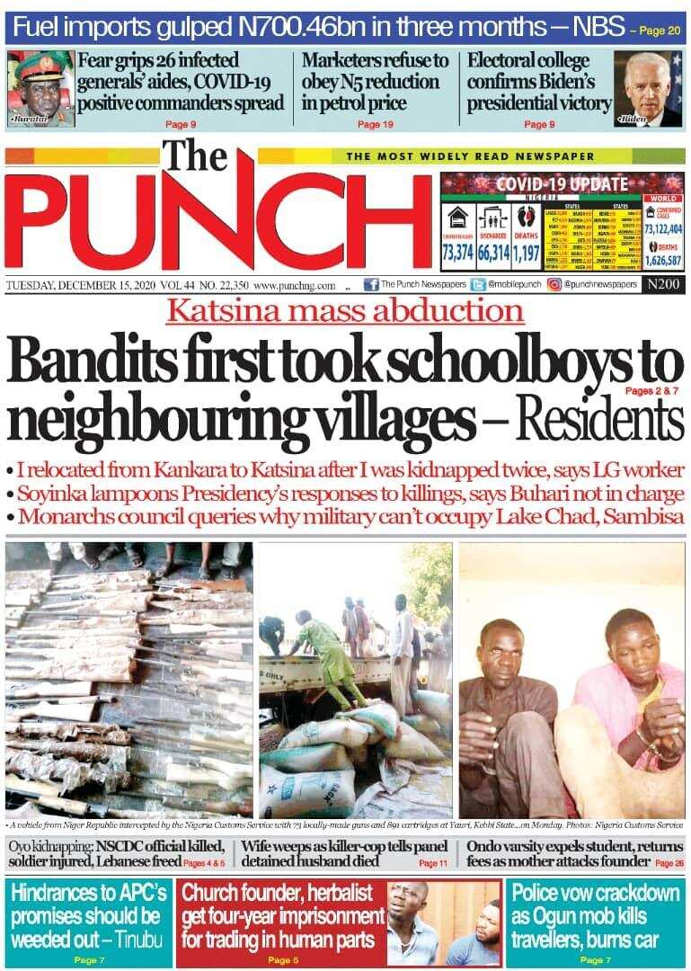 Newspapers reviews: Escapee narrates how 2 students were killed by kidnappers in Katsina