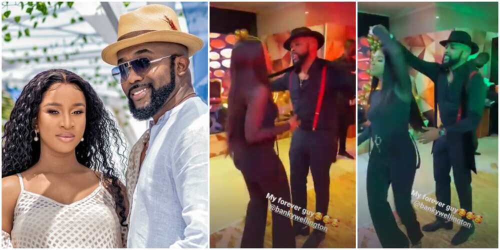 Adesua Etomi and Bank W spotted on the dance floor.