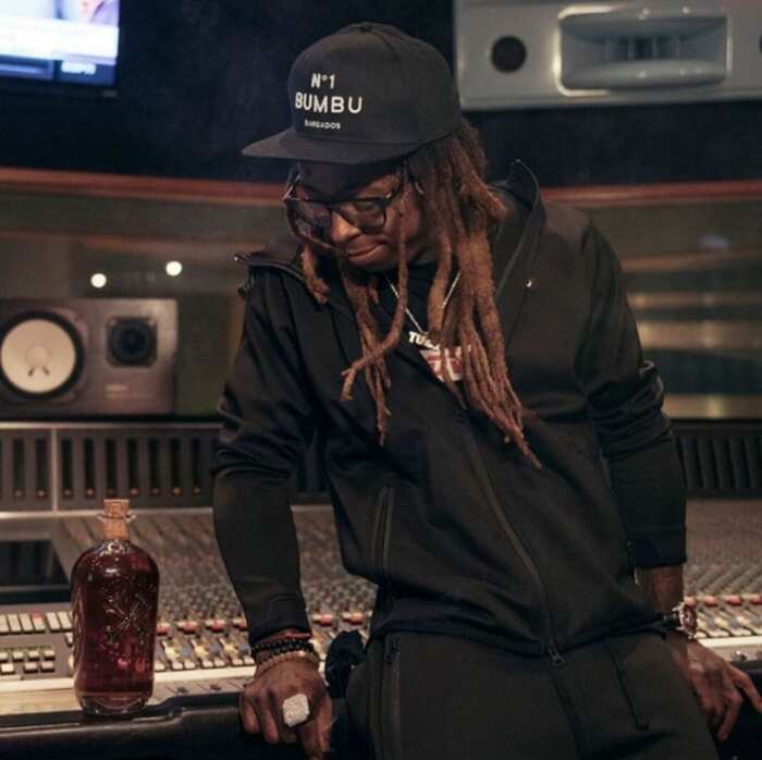 Lil Wayne in his recording studio
