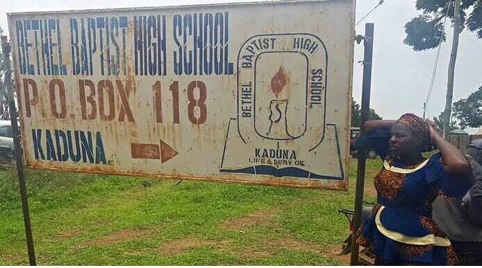 A signboard of the school in Kaduna