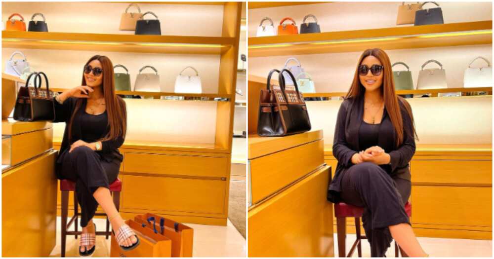 Photos of Regina Daniels out shopping weeks after giving birth
