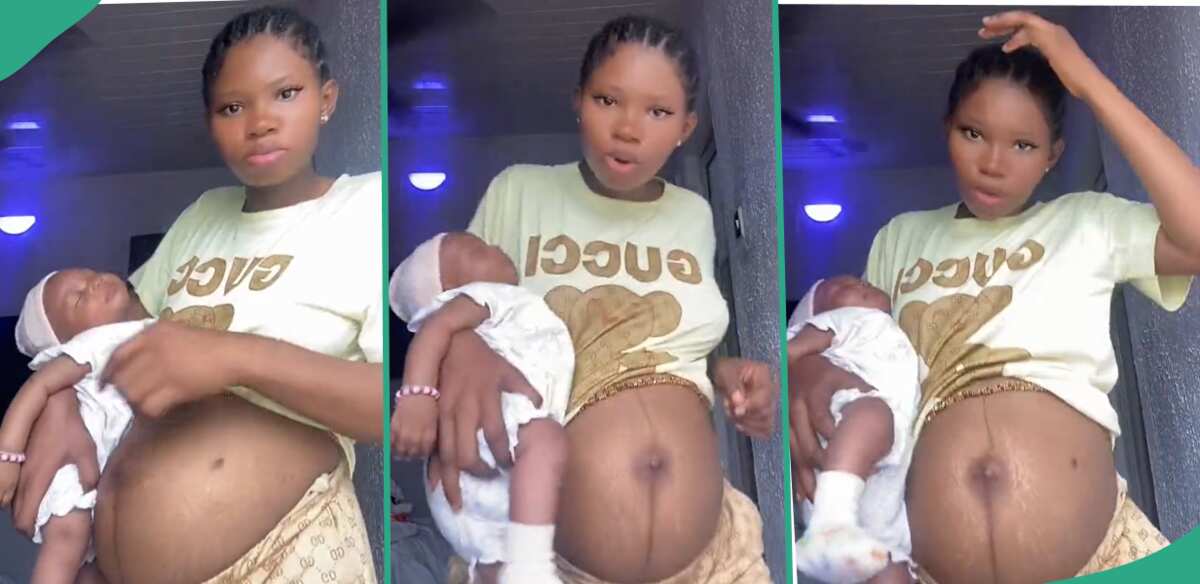 Video: Lady shares how she gave birth to her baby unexpectedly