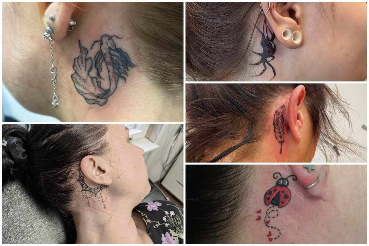 share tattoo on Twitter dragons Small dragon totem tattoo on back of  womans ear httptcoZ4XsLNJdnc  Twitter