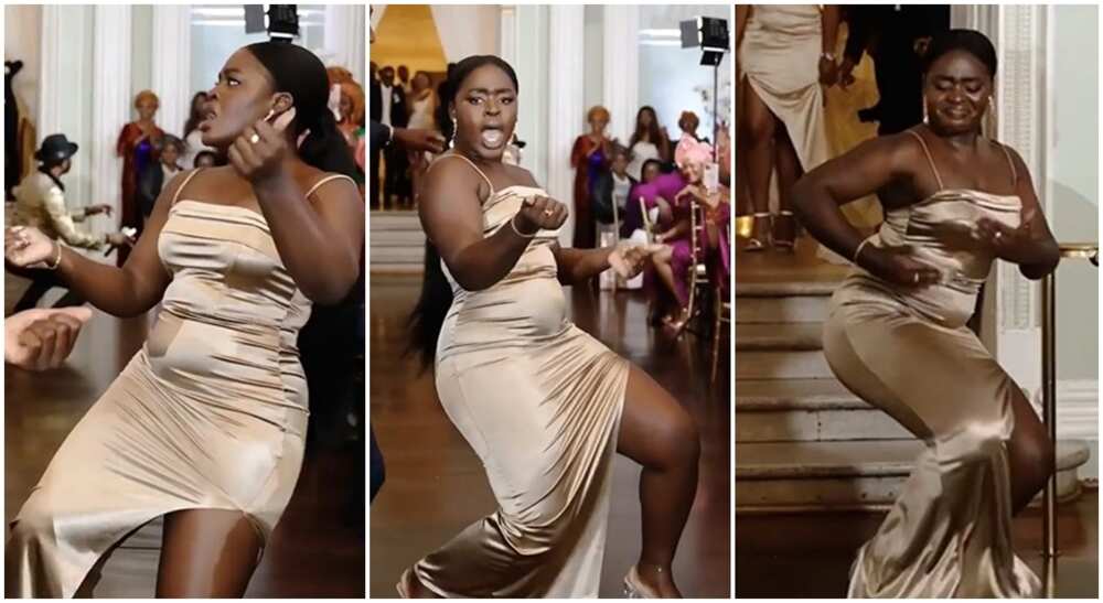 Aso-ebi lady dances hard to Sungba by Ololademi Asake featuring Burna Boy. Aso-ebi lady dances hard to Sungba by Ololademi Asake featuring Burna Boy.