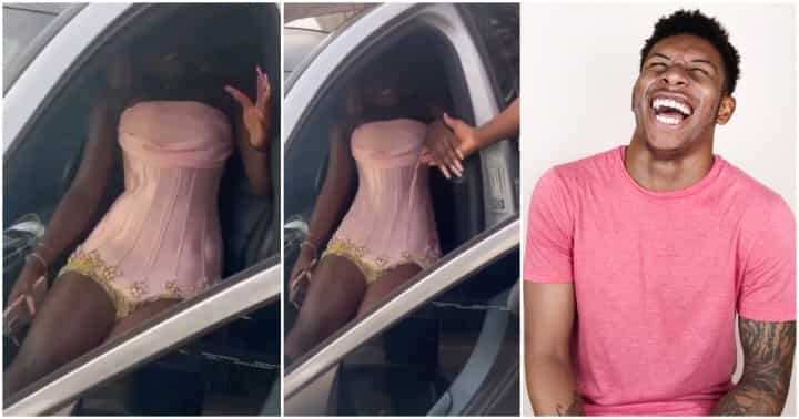 Pretty Lady in Tight Dress Styled with Pearls Struggles to Exit a Car in  Video: “Beauty Is Pain Indeed” 