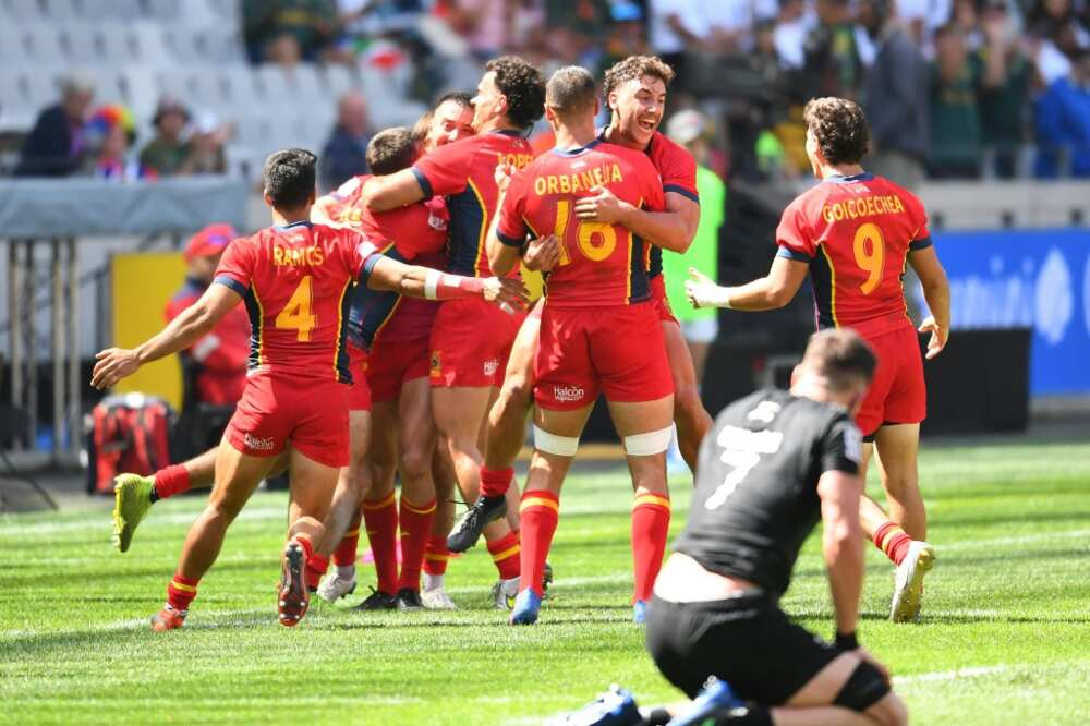 Spain produced a major shock with a 14-10 win over New Zealand at the World Rugby Sevens series in Cape Town