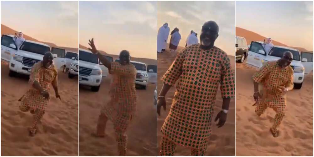 Nigerians react as Dino Melaye takes funny dance steps in a desert