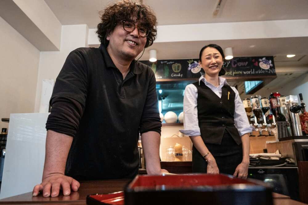 Chef Katsumi Kusumoto (L), of the vegan restaurant Saido, is helping other eateries expand their veggie offerings