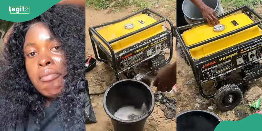 Nigerian lady surprised to see mechanic washing generator with soap and water
