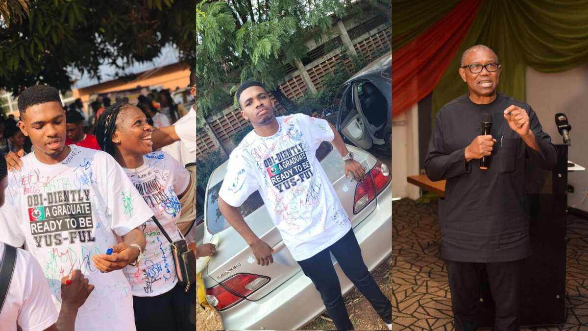 Fresh graduate stuns school mates with branded Labour Party shirt after final exams