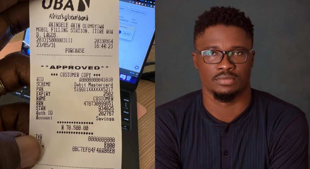 Photos of a Nigerian may who bought fuel for N70,500.