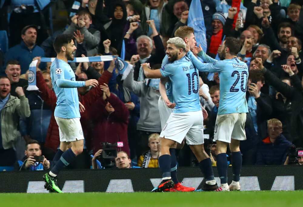 Manchester City players in action.