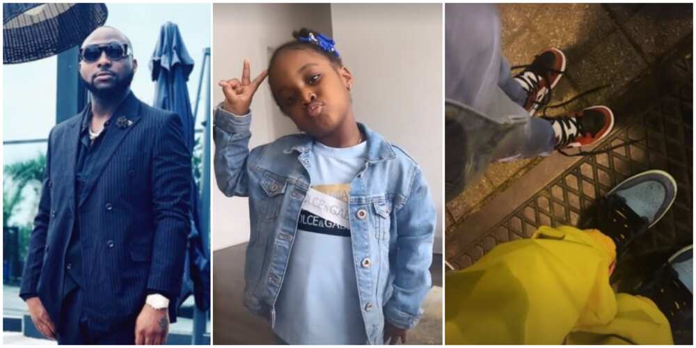 Davido spends quality time with daughter Hailey as they rock matching shoes