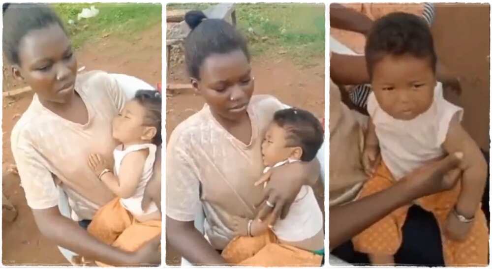 Nigerian lady gives birth to baby after getting pregnant for a Chinese man.