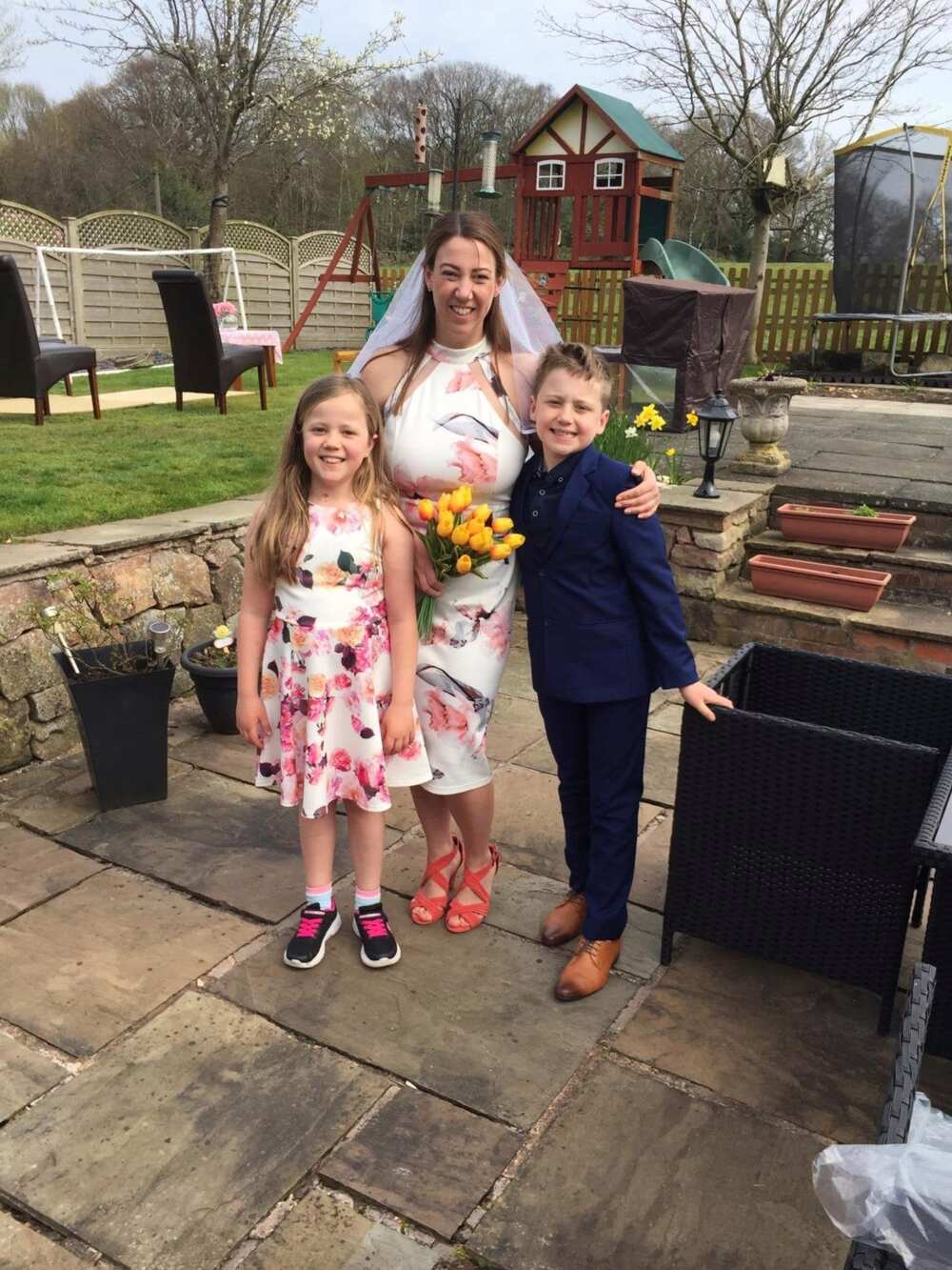 Children surprise their parents with a garden wedding after their big day was cancelled due to COVID-19
