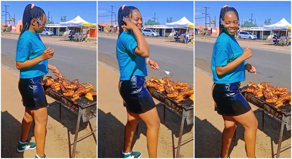 Photos of a lady who sells roasted chicken. Photos of a lady who sells roasted chicken.