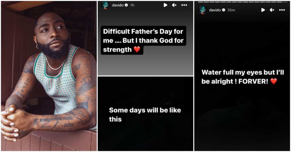 Davido mourns on Father's Day.