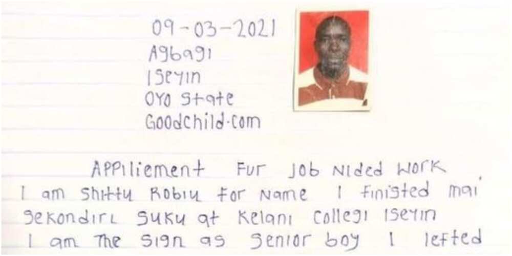 Man from Oyo state causes stir on social media with application letter filled with bad English
