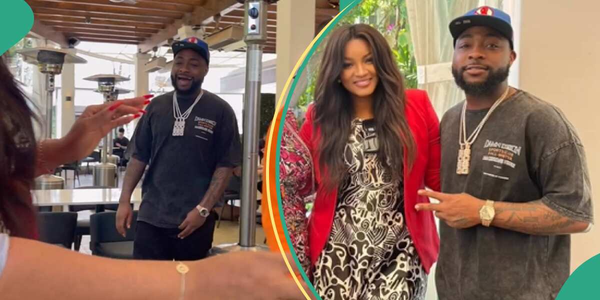See video of adorable moment Davido met with actress Omotola Jalade-Ekeinde