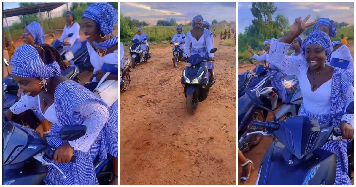 Watch: Over 10 ladies mount bikes in style, ride in convoy with them