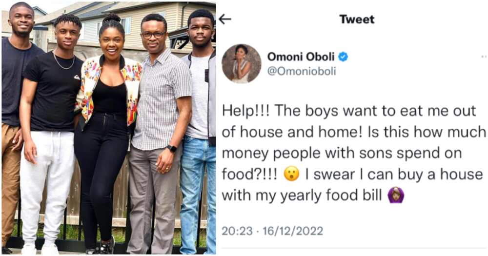 Omoni Oboli cries out over sons' appetites.