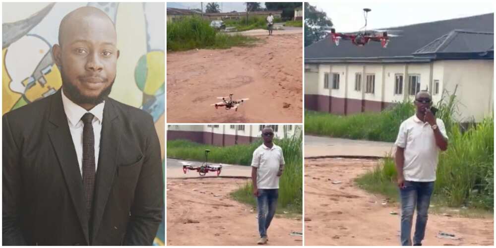 Reactions as Nigerian student builds surveillance drone as final year project, uses it inside school