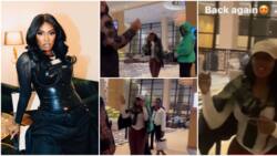 Fans sing for Tiwa Savage after meeting her in hotel lobby, she reacts in heartwarming video: “So lovely”