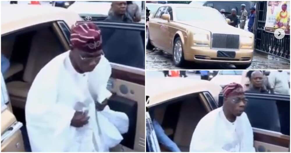 Igbinedion's 85 birthday: Olusegun Obasanjo makes grand entrance in gold colored Rolls Royce