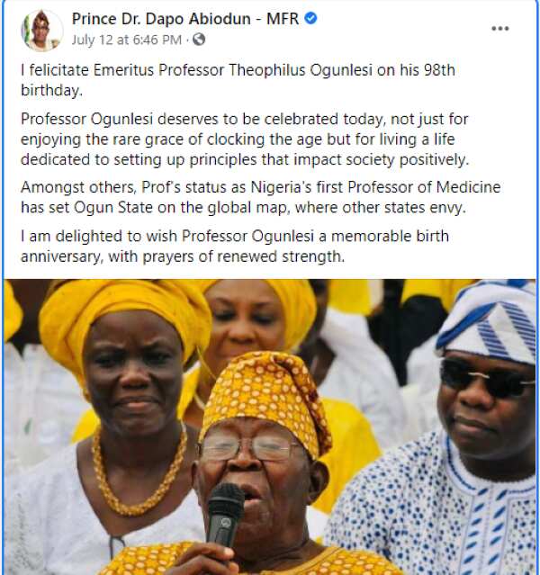 Yes! It’s Theophilus Ogunlesi, not Olujimi Akinkugbe Nigeria's first Professor of Medicine