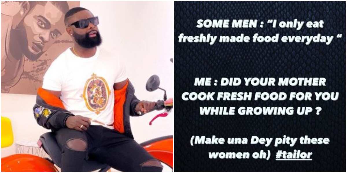 Did your mother give you fresh food while growing up? Yomi Casual asks married men who insist on fresh meals