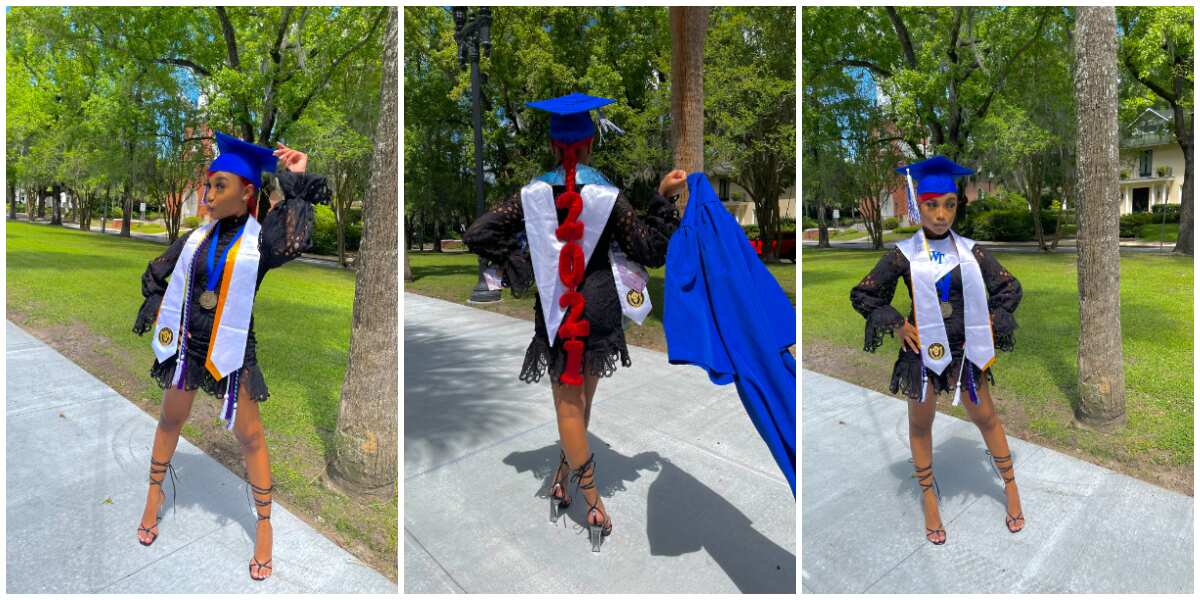 Young lady celebrates graduating from university with a customized hairstyle that 'screams' 2021