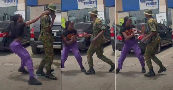 Watch video of a Nigerian soldier dragging phone from a soldier