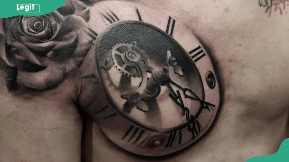 3D clock tattoo