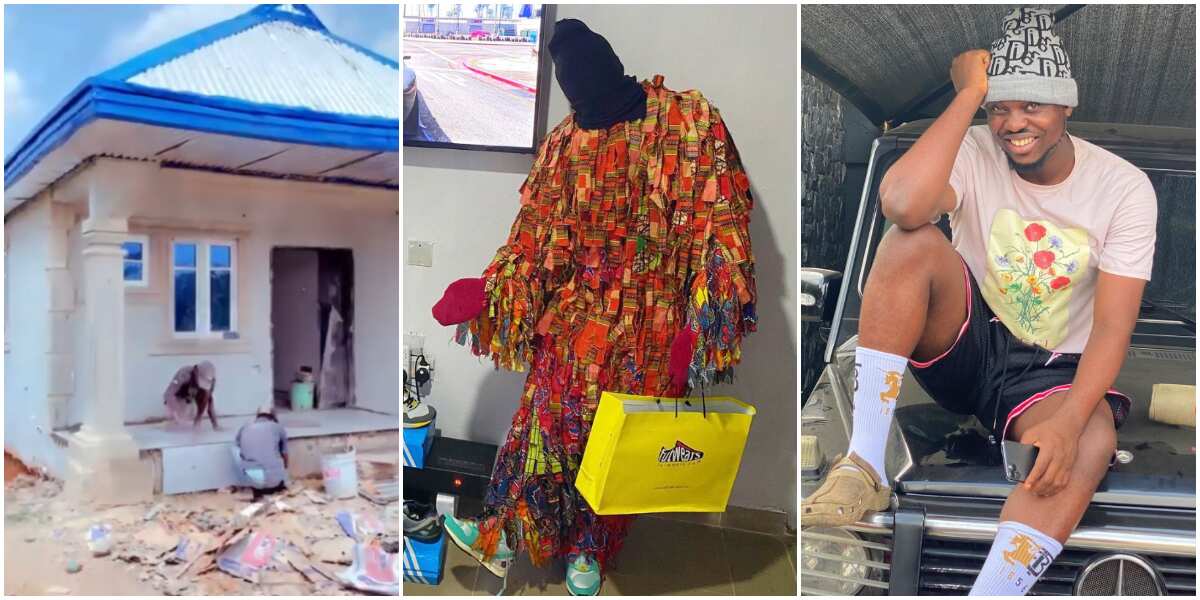 Comedian Egungun popular for masquerade skits completes own 5-bedroom house, shares video