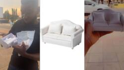 Man Orders sofa for N10k online, waits one month only to receive palm-sized couch