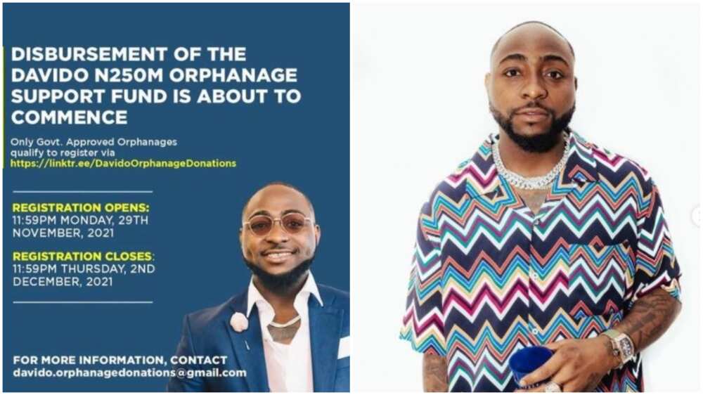 Davido's N250m Orphanage Fund: How to Apply