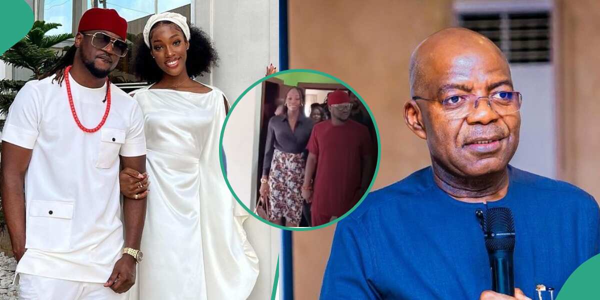 Watch video of Paul Rudeboy's new wife, Ify as she flaunts baby pump after traditional wedding as they visit Alex Otti