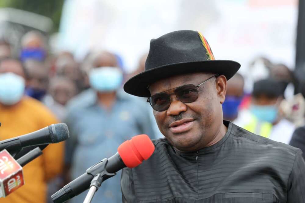 Governor Wike speaking during the commissioning of a project