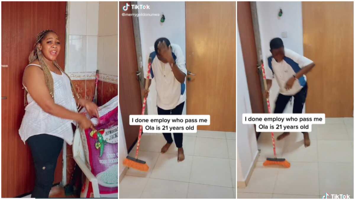 How boss reacted when she saw her house girl dancing while cleaning, watch this video