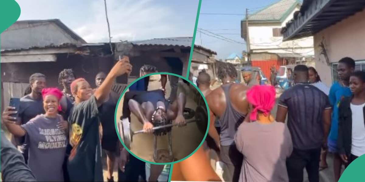 Video emerges as muscular men surround VeryDarkMan as he hits Warri ghetto to work out