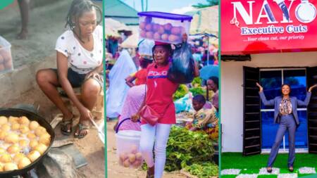 Benue State University student who sells snacks opens barbing salon, employs people to work for her