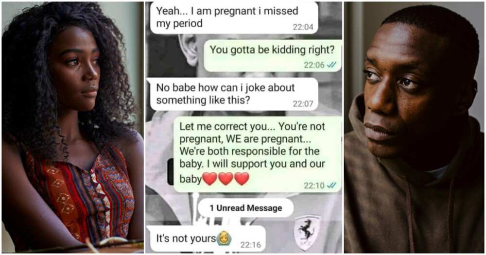 Lady breaks boyfriend's heart, Whatsapp chat leak, pregnancy chat