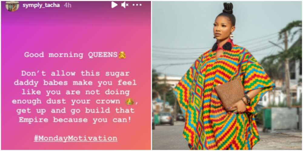 BBNaija's Tacha motivates female fans, says they should not be intimidated by sugar daddy babes