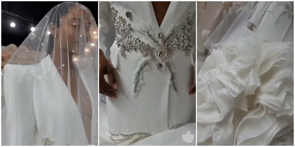 Photo of the couture suit wedding dress.